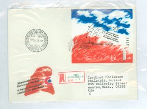 Hungary 3179v 1989 200th anniversary french revolution imperf souv. sheet variety, addressed, registered fd cover with cachet