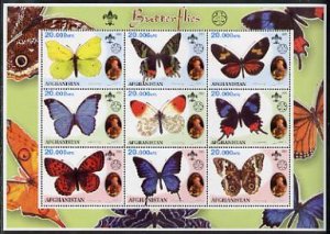 AFGHANISTAN - 2001 - Butterflies - Perf 9v Sheet - M N H -Private Issue