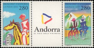 Andorra French Administration #440a, 442a, Complete Set, Pairs, 1994, Sports,...