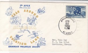 U. S. 1959 APEX Year Round Vacation Land Philatelic Illust Stamp Cover Ref 37646