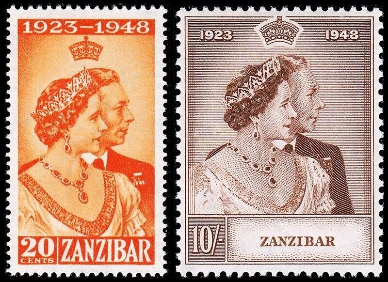 Zanzibar Scott 224, 225 (1949) Mint LH-NH VF, CV $29.60 C