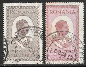 ROMANIA USED IN BESARABIA MOLDOVA 1931 1L and 10L Revenues TELEGRAPH CXLs