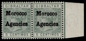 MOROCCO AGENCIES QV SG1 + 1d, 5c OPT VARIETIES, NH MINT. Cat £96. BROKEN M