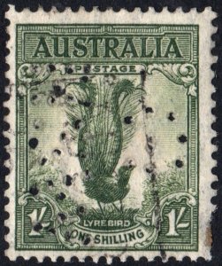 Australia SC#175 1s Lyre Bird Single (1941) Used/Perfin