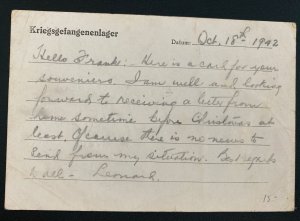 1942 Germany Stalag 8B Prisoner of War POW Postcard Cover To New York Usa