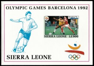Sierra Leone 1992 - Olympics - IMPERF Souvenir Stamp Sheet - Scott #1519 - MNH
