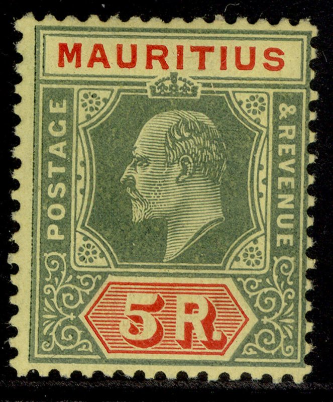 MAURITIUS EDVII SG194, 5r green & red-yellow, LH MINT. Cat £50.