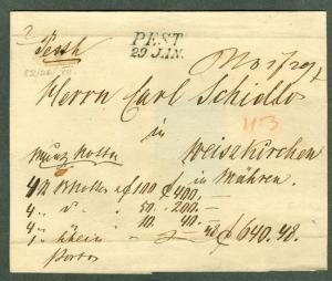 HUNGARY STAMPLESS COVER PEST