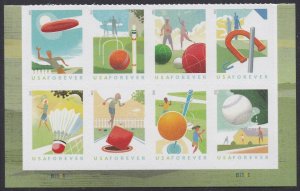 US 5627-5634 5634b Backyard Games forever bottom plate block (8 stamps) MNH 2021