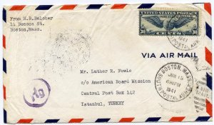 Winged Globe 30c clipper airmail to Turkey, Jun. 1941