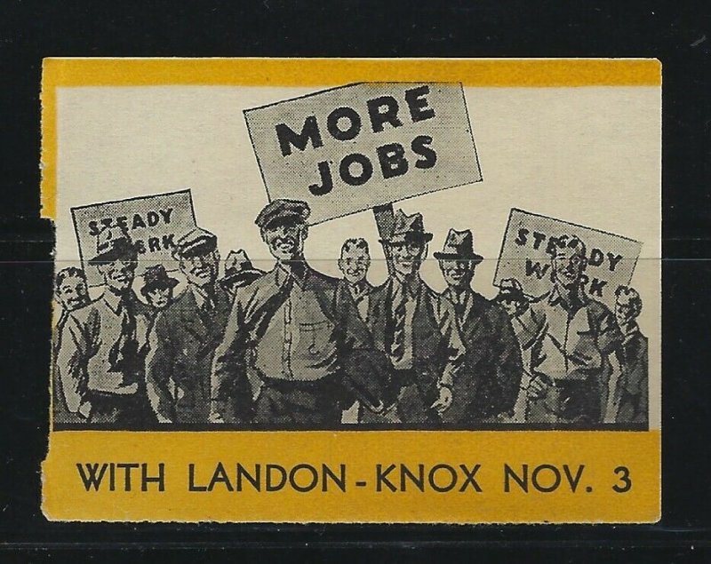 UNITED STATES - MORE JOBS WITH LANDON-KNOX POSTER STAMP MNH POLITICAL CAMPAIGN