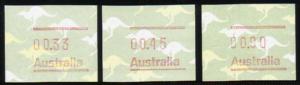 AU Frama 1985 Kangaroos 3 Val Button No PC Set