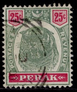 MALAYSIA - Perak QV SG73, 25c green & carmine, FINE USED. Cat £18.