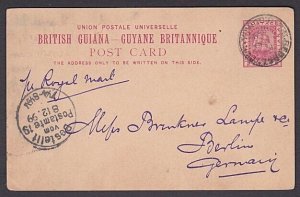 BR GUIANA 1899 2c postcard used Georgetown to Germany......................A1681