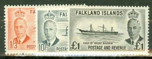 JA: Falkland Islands 107-120 mint CV $200; scan shows only a few