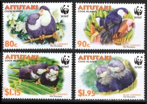 2002 Aitutaki 772-775 WWF, Tahitian Blue Lorikeet 7,00 € 