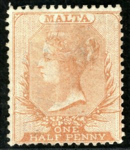 MALTA QV Classic Halfpenny SG.6 ½d Dull Orange (1870) Mint MNG Cat £325- XBLUE14