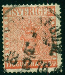 SWEDEN #5 (5) 24sk orange red, used, scarce and F/VF, Scott $2,200.00