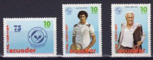 Ecuador 1986 TENNIS CLUB GUAYAQUIL set 3v Perforated Mint (NH)