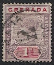 GRENADA 1895 Sc 40, 1d QV, used VF - Unknown Letter cancel