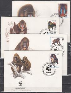 Equatorial Guinea, Scott cat.159-162. World Wildlife Fund. First day covers. ^.