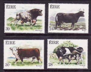 Ireland-Sc#691-4-id10-unused NH set-Cattle-1987-