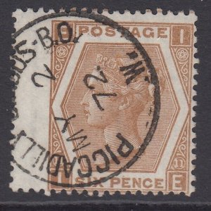 SG 122 6d deep chestnut. Very fine used with a Piccadilly Circus CDS, May...