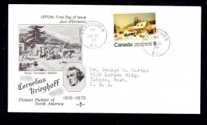 CANADA #610 CORNELIUS KRIESHOFF #6 ENVELOPE FDC 11/29/72 USED a