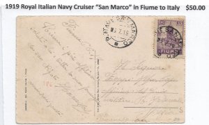 1919 Royal Italian Cruiser San MArco in Fiume to Italy (M6960)