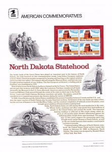 USPS Commemorative Panel 323 North Dakota Statehood #2403 Block/4 Mint 1989