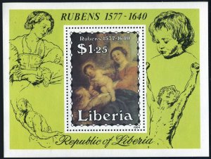 Liberia 998,MNH.Mi Bl.107. Peter Paul Rubens,1984.Madonna and Child with Saints.