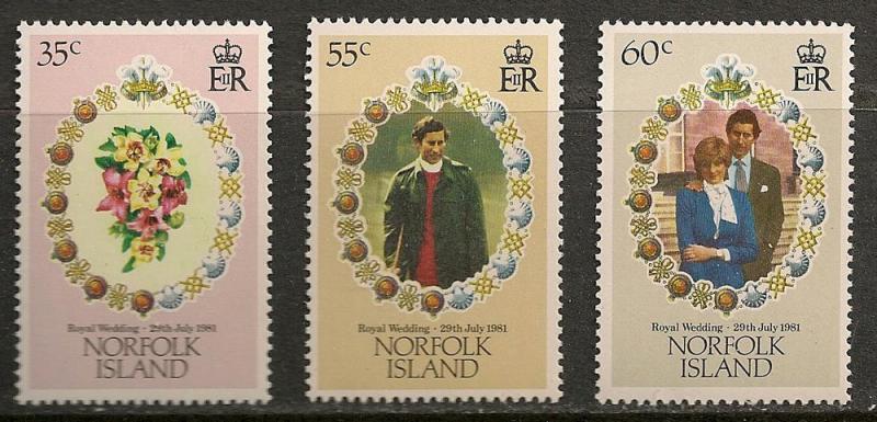 Norfolk Island #280-82 VF MNH - 1981 Royal Wedding Issue