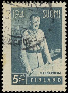 Finland Scott 232 F-VF USED - 1941 5mk Field Marshall Mannerheim