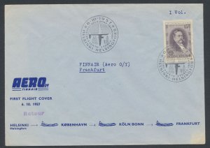 Finnair First Flight Cover  Aviation Aircraft  dated  6. 10. 1957 see scans &...