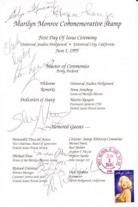 Signed Hope Lange Eli Wallach USPS 1st Day Ceremony Program #2967 Marilyn 1995