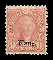 PCBstamps  US # 667 9c Jefferson,Kansas, MNH, (1)