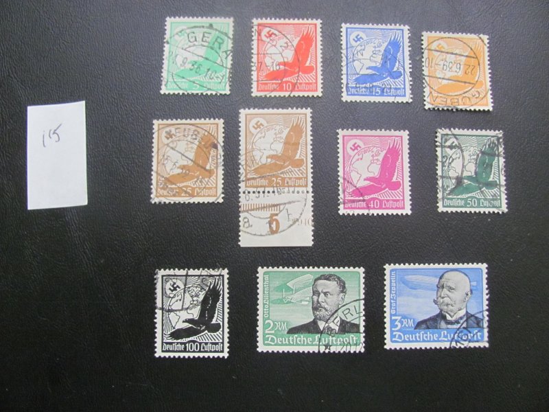 GERMANY 1934 USED SC C46-56 AIRMAIL SET VF/XF 95 EUROS (115)