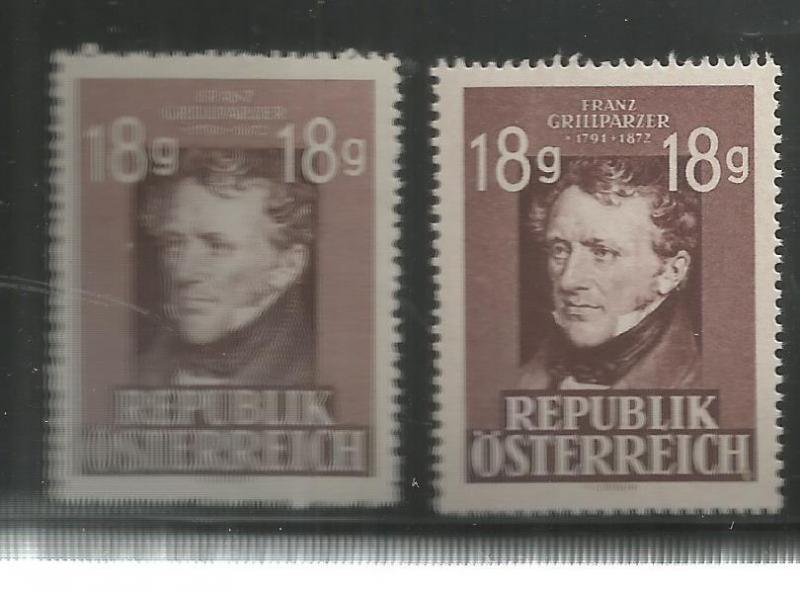 AUSTRIA, 489-490, MNH, FRANZ GRILLPARZER, DRAMATIC POET