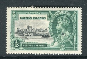 CAYMAN ISLANDS; 1935 early GV Silver Jubilee issue fine Mint hinged 1/2d. value