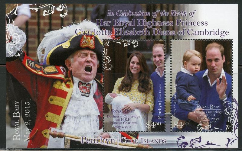 PENRHYN ISLANDS  2015 BIRTH OF PRINCESS CHARLOTTE SOUVENIR SHEET MINT  NH 