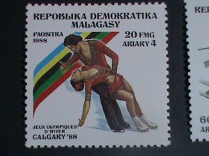 MALAGASY STAMP:1988-SC#846-50 CALGARY'88  WINTER OLYMPIC GAMES STAMPS MNH SET.