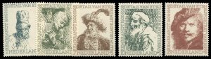 Netherlands #B291-295 Cat$21.25, 1956 Rembrandt, complete set, lightly hinged