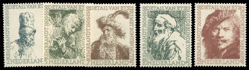 Netherlands #B291-295 Cat$21.25, 1956 Rembrandt, complete set, lightly hinged