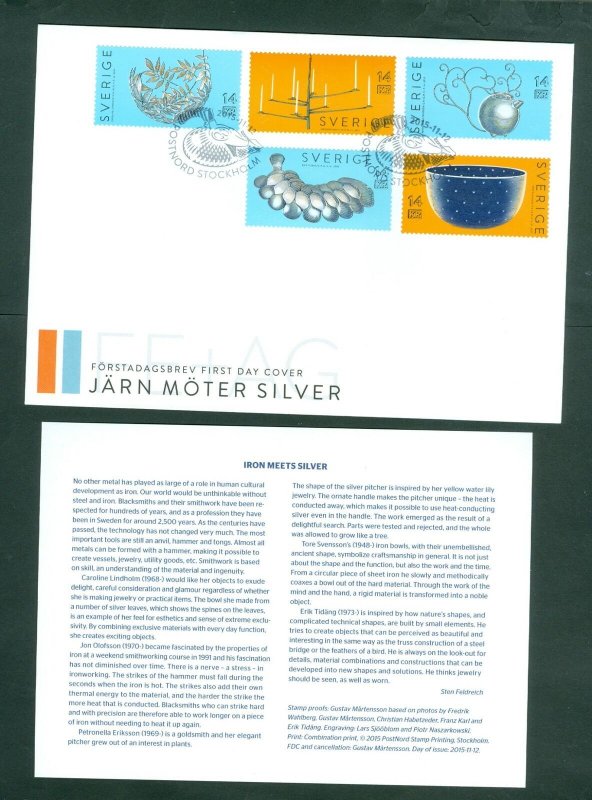 Sweden. FDC 2015. Iron Meets Silver.