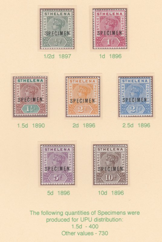 St Helena  1890 QV KEY PLATE  SPECIMEN   set of 7