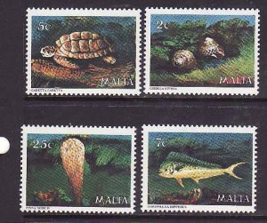 Malta-Sc#563-6- id10-unused NH set-Marine Life-Turtles-Fish-1979-