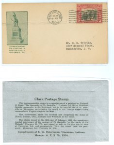 US 651 1929 2c George Rogers Clark/Battle of Vincennes on an addressed FDC with a A.E. Gorham cachet