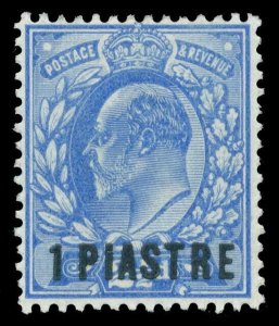 British Levant 1906 KEVII 1pi on 2½d ultramarine MLH. SG 13. Sc 13.