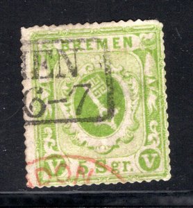 Bremen 15a,  Used,  two cancels,   VF.   Cat $175.00   ...  0780015