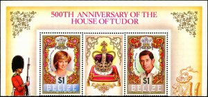 BELIZE Sc 736-37 VF+/MNH - 1984 $1 Prince Charles & Princess Diana - Fresh